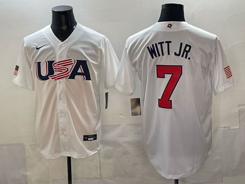 Men 2026 World Cub USA #7 Witt jr white Nike MLB Jersey style 01